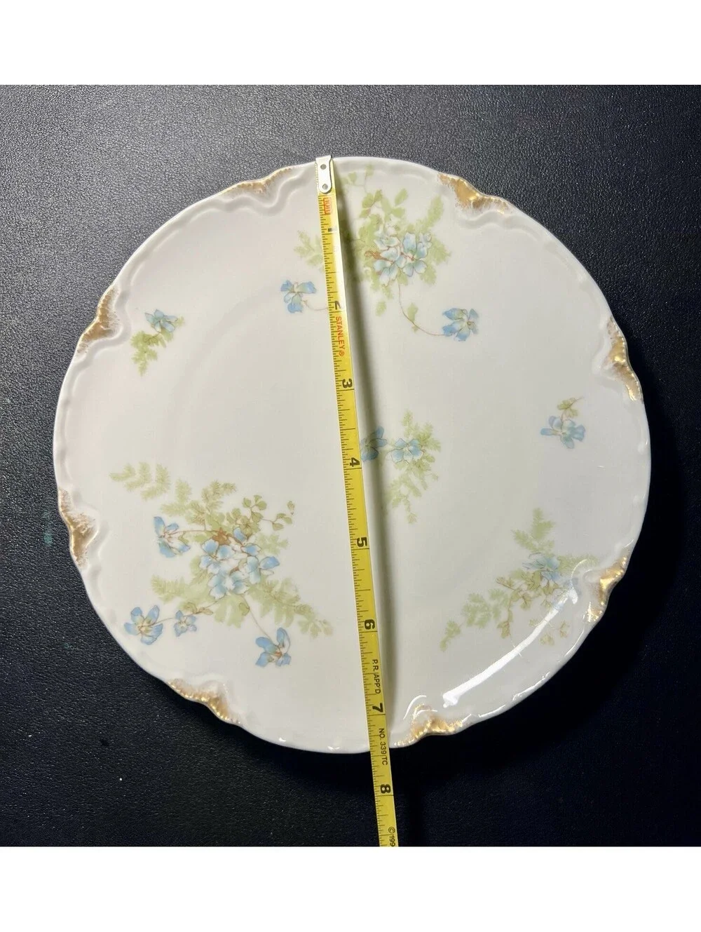 Haviland Limoges France 1900s 3 Salad Plates Schleiger 52H Violets & Ferns, 7.5”